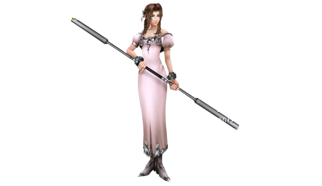 aerith from final fantasy 7 floating beside main text
